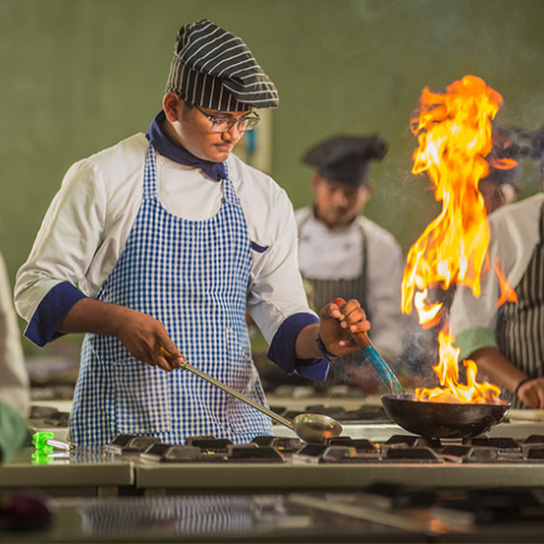 A chef working in a kitchen